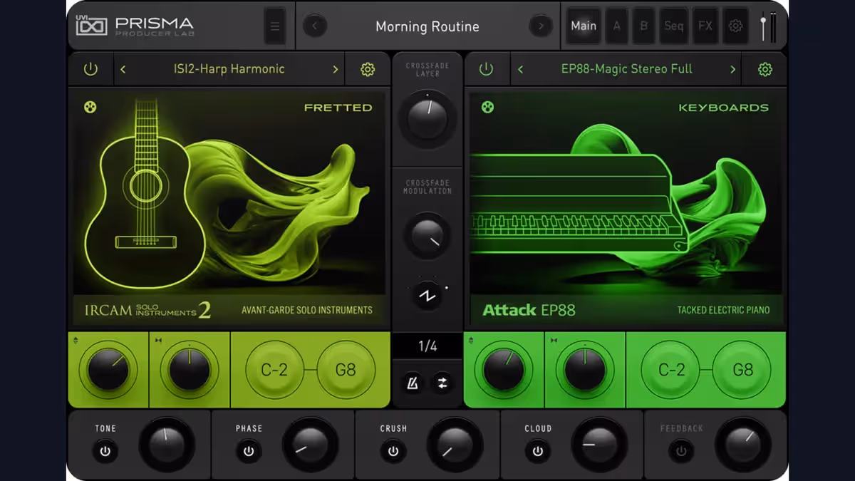 UVI Prisma dual-layer instrument interface